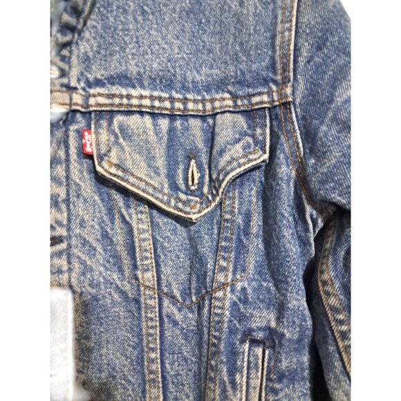 Levis Trucker Jacket Mens 40 Vintage Distressed Blanket Lined Blue Jean Denim Bu - Picture 4 of 16